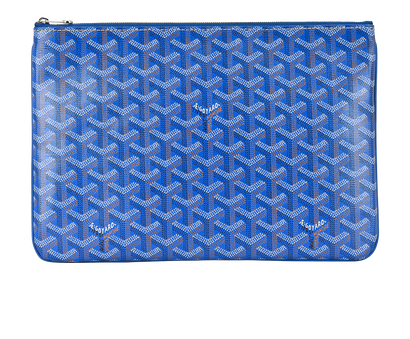 Goyard Senat MM Pouch, &pound;650, Accessories, Blue, Canvas, Front view